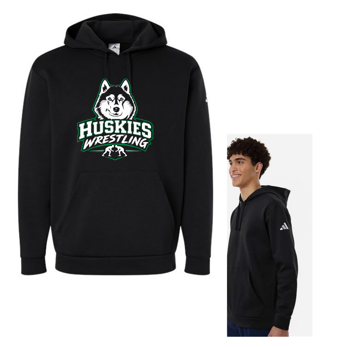 Malone Wrestling Green Design Adidas Unisex Fleece Hooded Sweatshirt