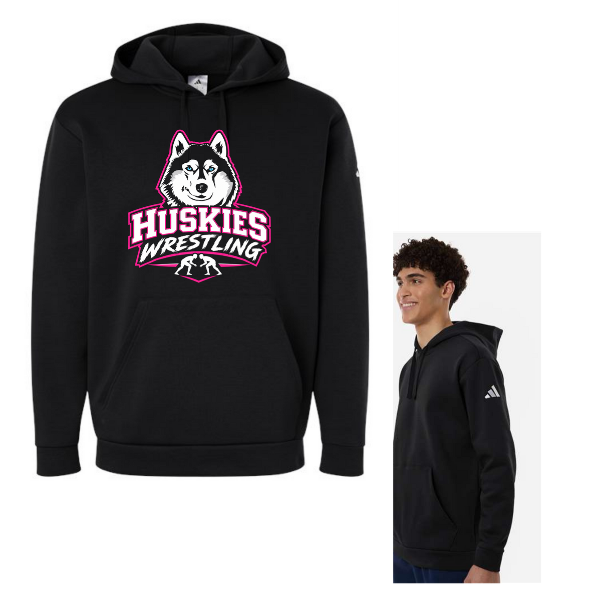 Malone Wrestling Pink Design Adidas Unisex Fleece Hooded Sweatshirt