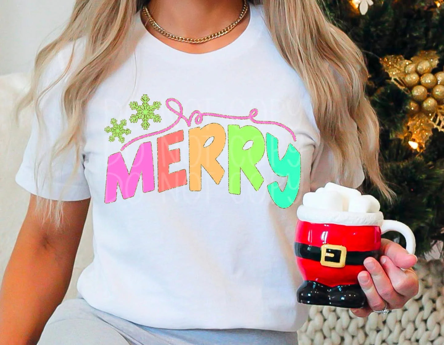 Multicolor Merry Gildan Softstyle® T-Shirt White