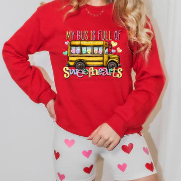 My Bus Is Full Of Sweathearts Bella + Canvas Unisex Jersey Long-Sleeve Red