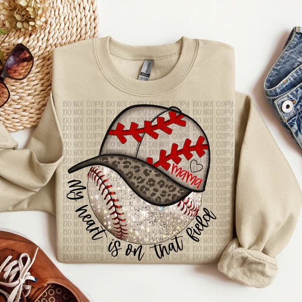 My Heart Is On That Field Baseball Cap Gildan Unisex Heavy Blend™ Crewneck Sweatshirt Sand