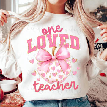 One Loved Teacher Gildan Unisex Heavy Blend™ Crewneck Sweatshirt White