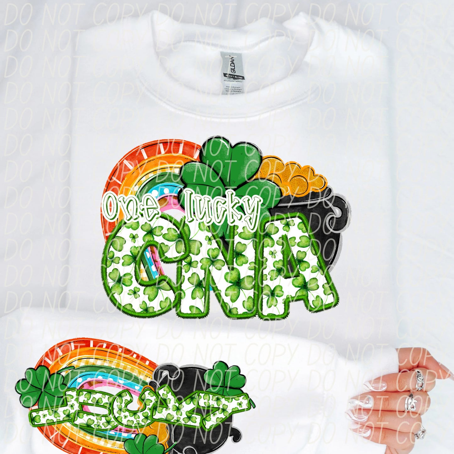 One Lucky CNA With Sleeve Gildan Unisex Heavy Blend™ Crewneck Sweatshirt White