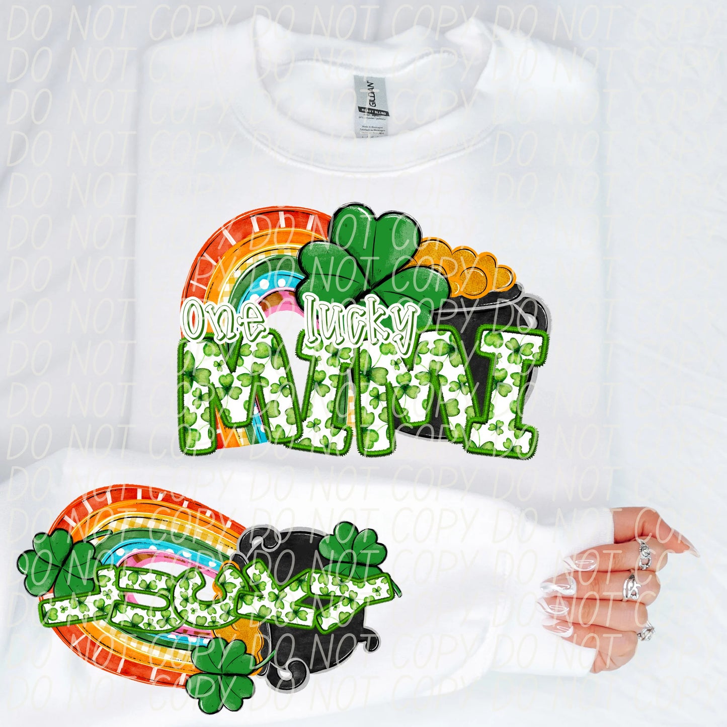 One Lucky Mimi With Sleeve Gildan Unisex Heavy Blend™ Crewneck Sweatshirt White