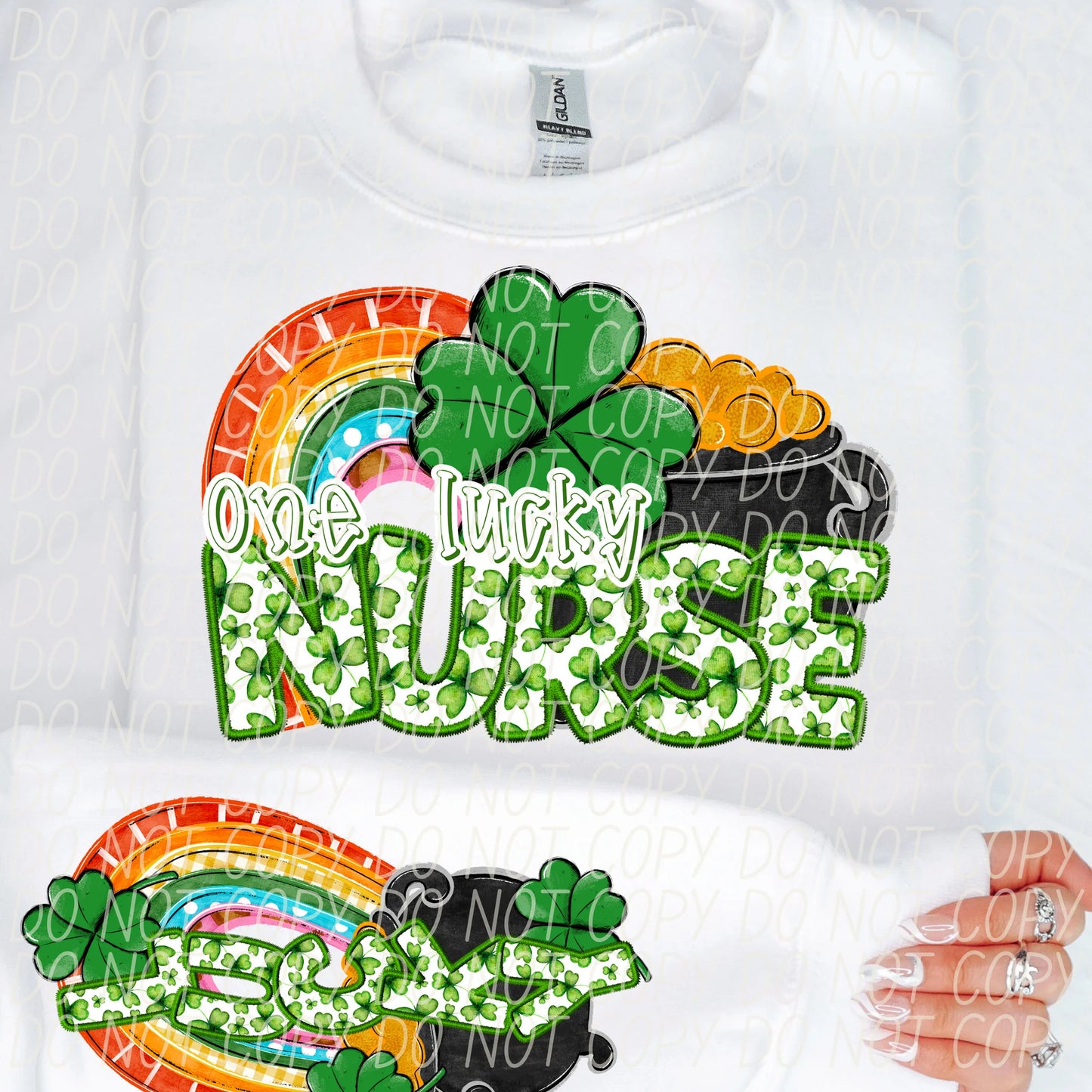One Lucky Nurse With Sleeve Gildan Unisex Heavy Blend™ Crewneck Sweatshirt White