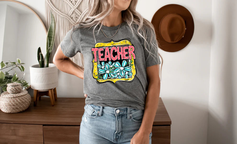 Teacher Framed Bella + Canvas Unisex Jersey T-Shirt Deep Heather