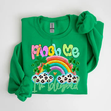 Pinch Me I'm Blessed Rainbow Gildan Unisex Heavy Blend™ Crewneck Sweatshirt Irish Green