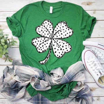 Polka Dot Shamrock Bella + Canvas Unisex Jersey T-Shirt Heather Kelly