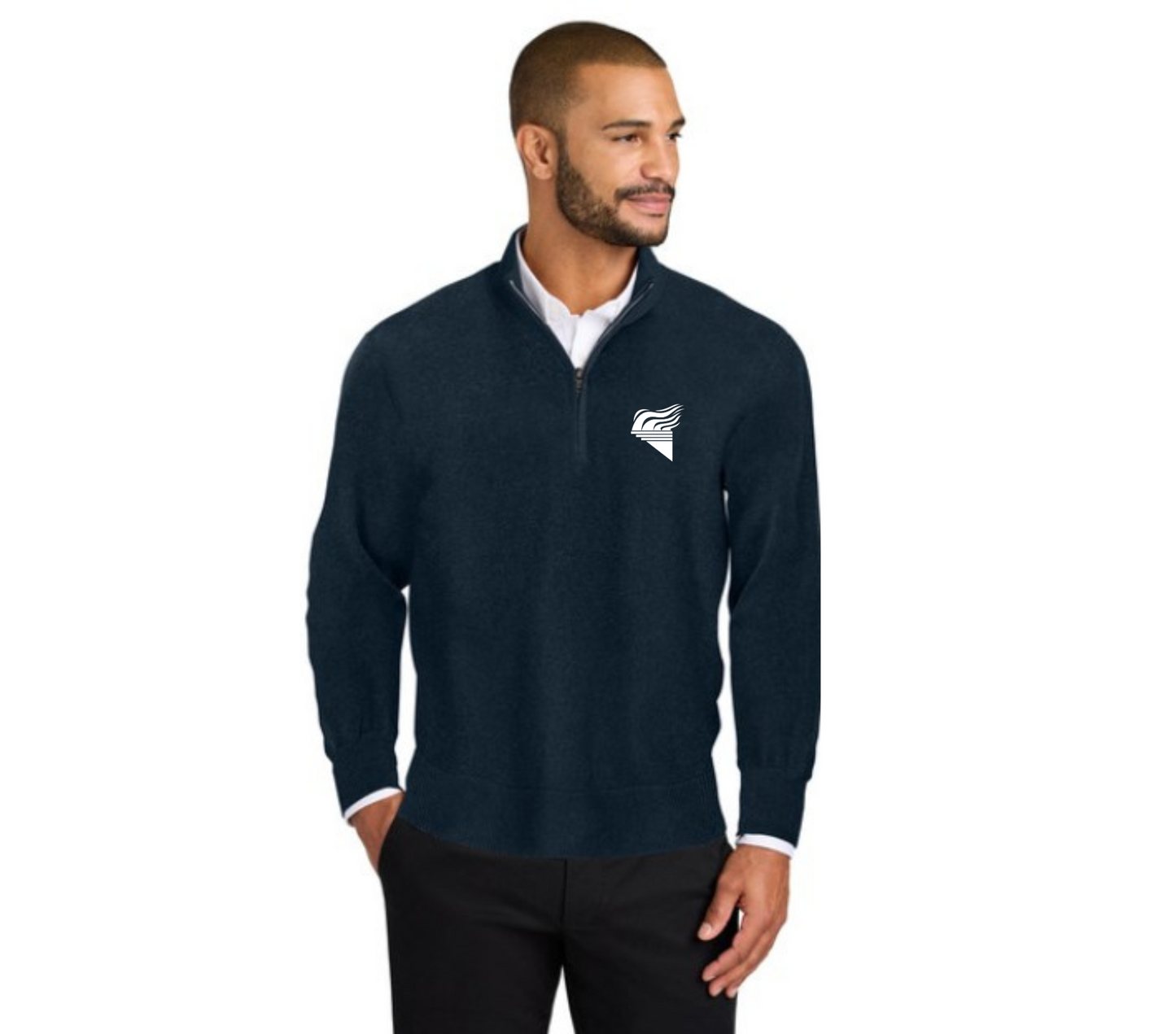 Port Authority Easy Care 1/4-Zip Sweater Navy White Torch