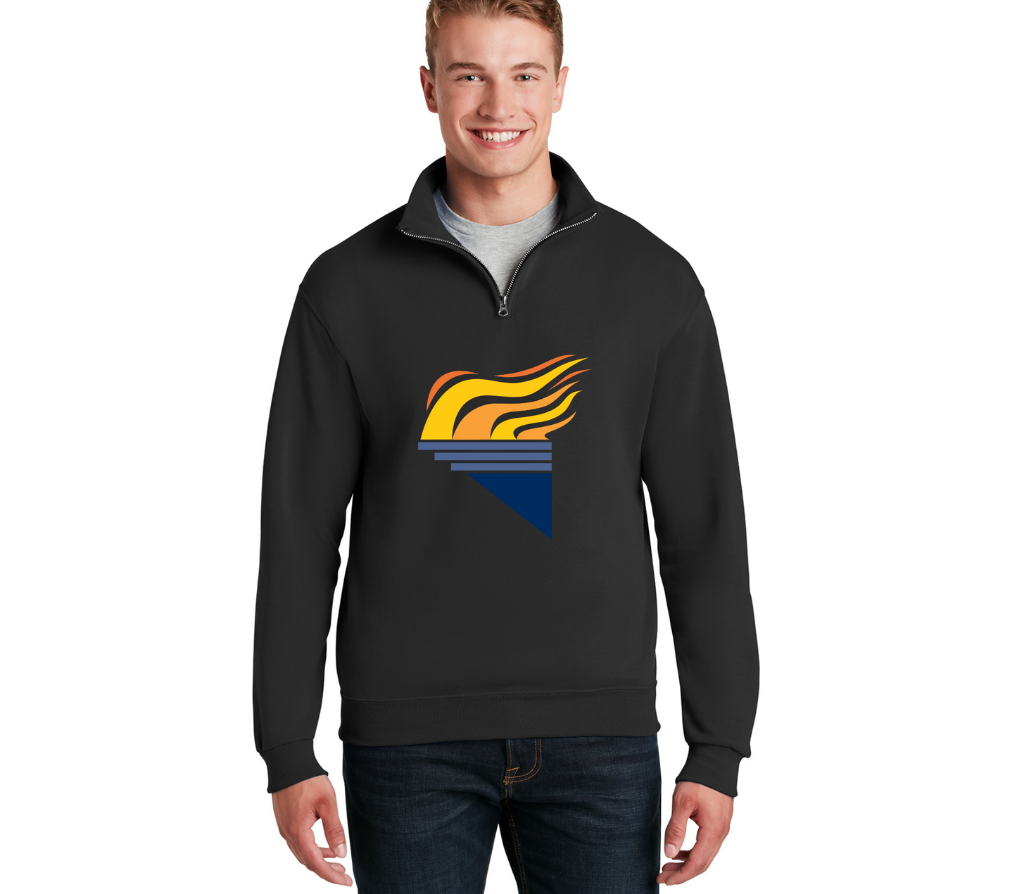 Jerzees NuBlend ® 1/4-Zip Cadet Collar Sweatshirt Black Full Color Torch Large