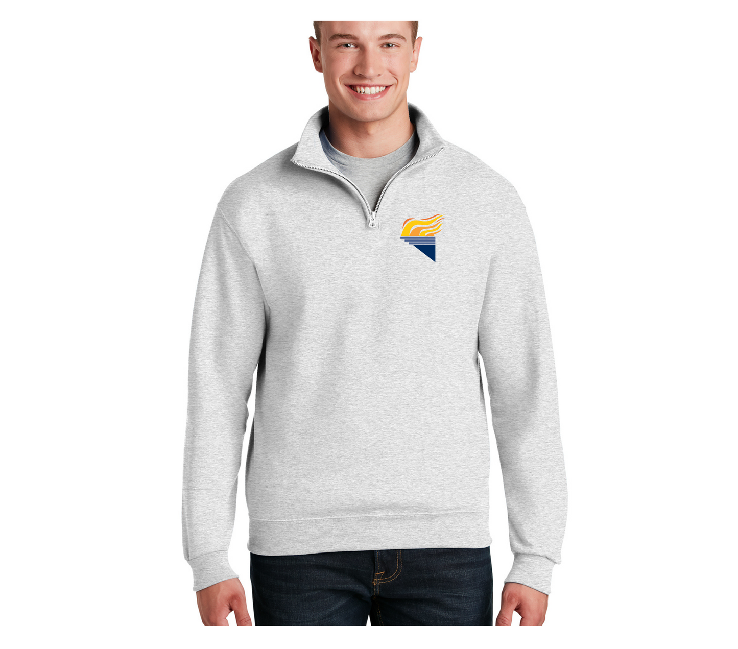 Jerzees NuBlend ® 1/4-Zip Cadet Collar Sweatshirt Ash Full Color Torch Pocket