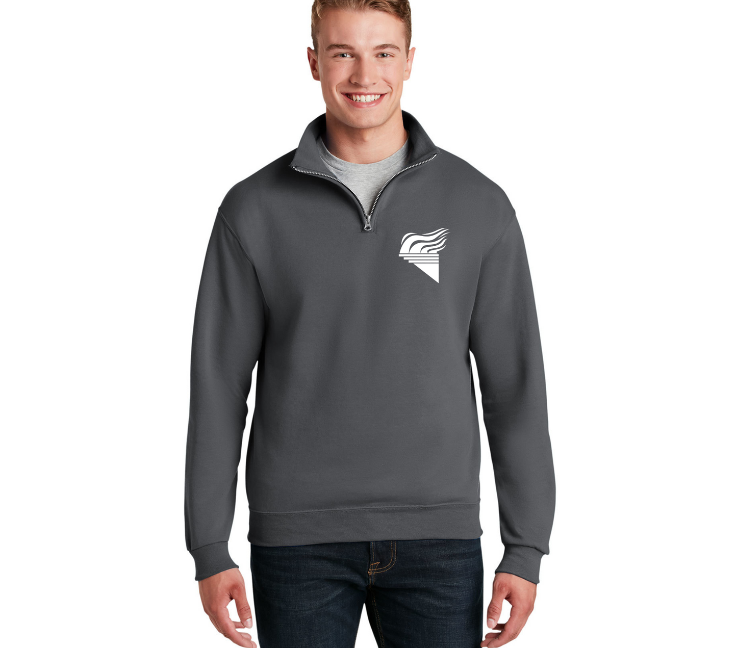 Jerzees NuBlend ® 1/4-Zip Cadet Collar Sweatshirt Charcoal White Torch Pocket