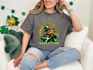 Shamrock and Roll World Tour Comfort Colors Adult Heavyweight T-Shirt Pepper