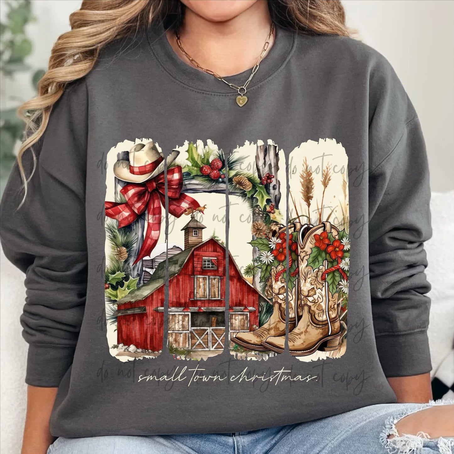 Small Town Christmas 4 Block Gildan Unisex Heavy Blend™ Crewneck Sweatshirt Charcoal