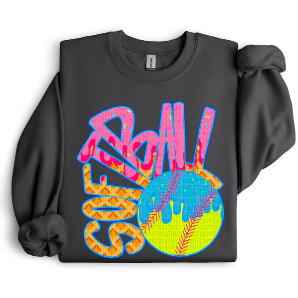 Softball Drip Gildan Unisex Heavy Blend™ Crewneck Sweatshirt Black