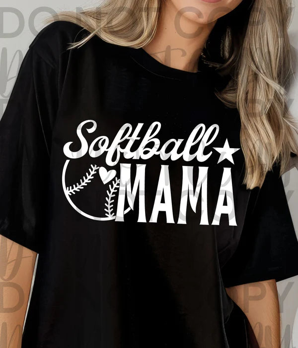 Softball Mama With Heart Gildan Softstyle® T-Shirt Black