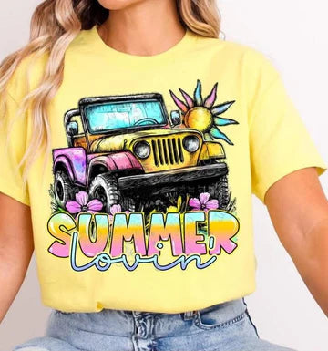 Summer Lovin Jeep Bella + Canvas Unisex Jersey Yellow