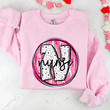 Nurse N Circle Gildan Heavy Blend™ 50/50 Fleece Crew Light Pink