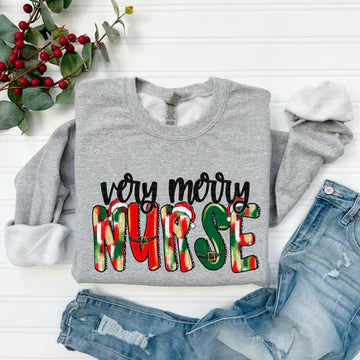 Very Merry Nurse Gildan Unisex Heavy Blend™ Crewneck Sweatshirt Sport Grey