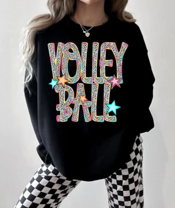 Volleyball Rainbow Polka Dot Gildan Unisex Heavy Blend™ Crewneck Sweatshirt Black
