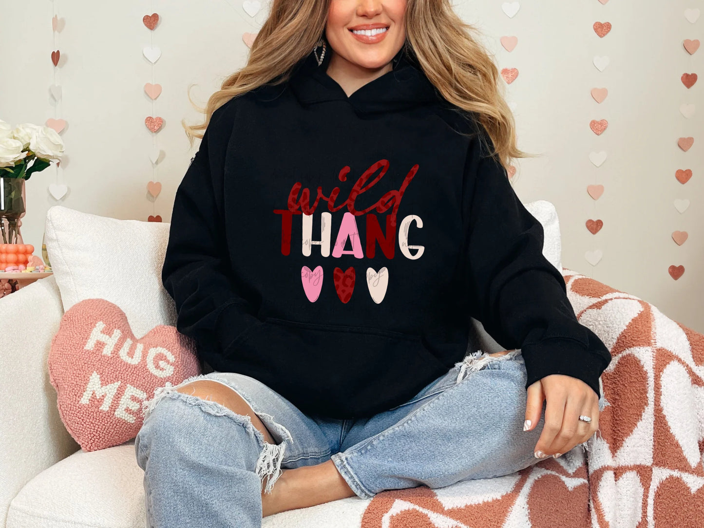 Wild Thang Leopard Gildan Adult Heavy Blend™ 50/50 Hooded Sweatshirt Black