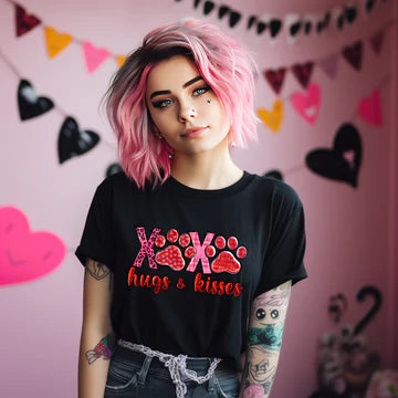 XOXO Hugs And Kisses Paws Gildan Softstyle® T-Shirt Black