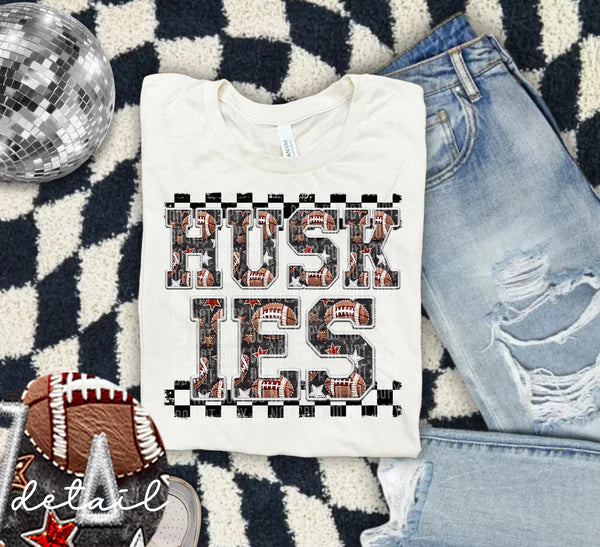 Huskies Football Font Comfort Colors Unisex Garment-Dyed Heavyweight T-Shirt White