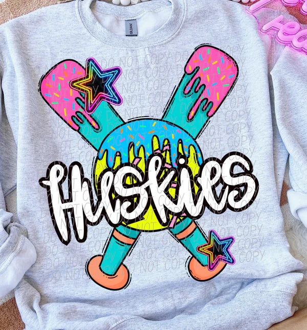 Huskies Softball Drip Heavy Blend™ 50/50 Fleece Crew Sport