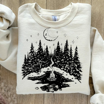 Outdoor Scene Black Gildan Heavy Blend™ 50/50 Fleece Crew Sand