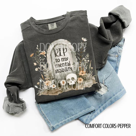 RIP To My Last Nerve Comfort Colors Lightweight Fleece Crewneck Sweatshirt Pepper