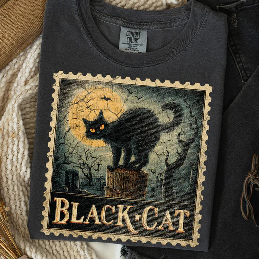Black Cat Comfort Colors Adult Heavyweight T-Shirt Pepper