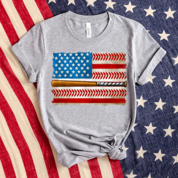 Baseball Flag Bella + Canvas Unisex Jersey T-Shirt Athletic Heather