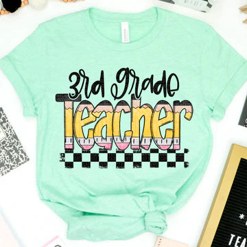 3rd Grade Teacher Pencil Bella + Canvas Unisex Jersey T-Shirt Mint