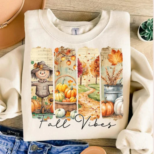 Fall Vibes Gildan Heavy Blend™ 50/50 Fleece Crew White