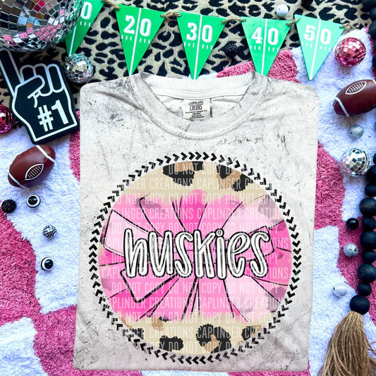 Huskies Pink Pom Pom Comfort Colors Unisex Garment-Dyed Heavyweight T-Shirt Colorblast Smoke