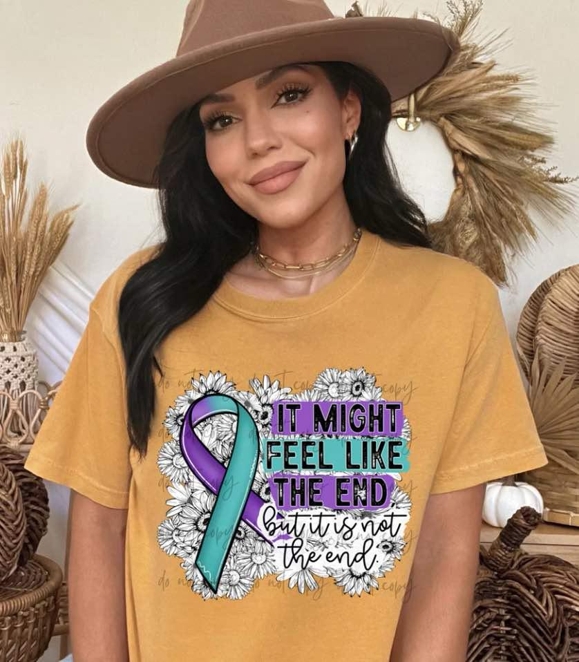 It Might Feel Like The End Comfort Colors Adult Heavyweight T-Shirt Mustard