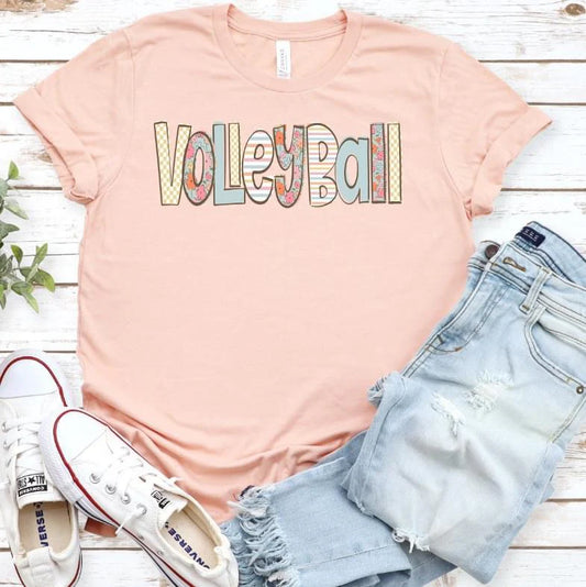 Volleyball Bella + Canvas Unisex Jersey T-Shirt Charity Peach