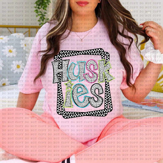 Huskies Dalmation Print Gildan Softstyle® T-Shirt Light Pink