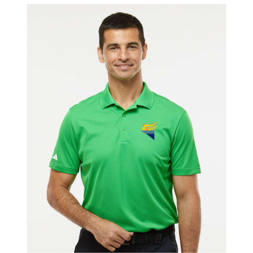 Adidas Men's Performance Piqué Polo Vivid Green Full Color Torch