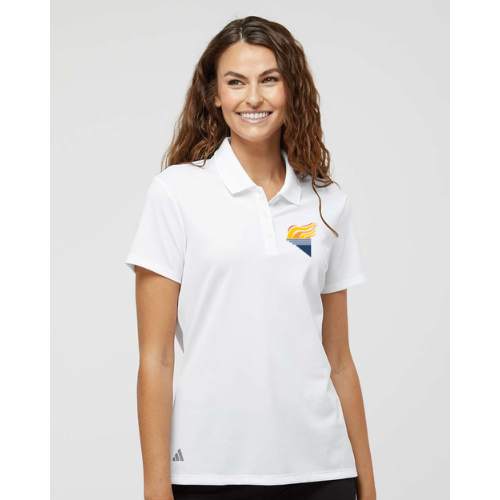 Adidas Women's Performance Piqué Polo White Full Color Torch Pocket