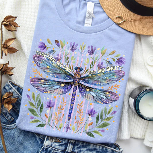 Together We Find Joy Dragonfly Bella + Canvas Unisex Jersey Lavendar Blue