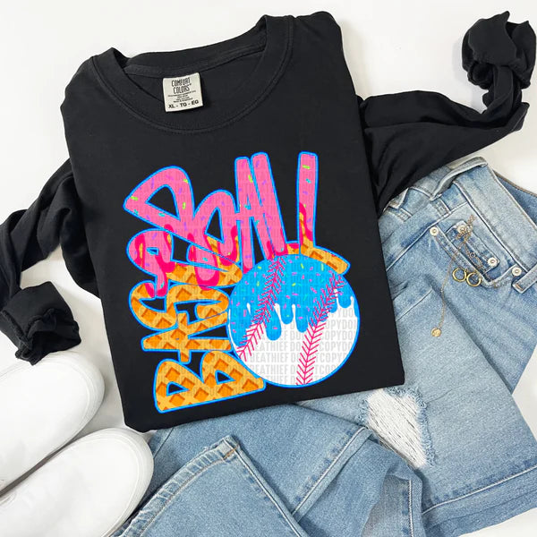 Baseball Drip Comfort Colors Unisex Garment-Dyed Heavyweight Long Sleeve T-Shirt Black