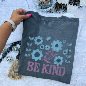 Be Kind Floral Comfort Colors Adult Heavyweight T-Shirt Pepper