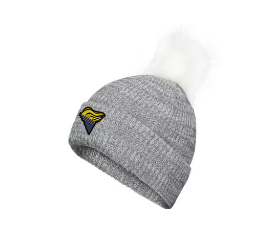 Pacific Headwear Faux Fur Pom Beanie Full Color Torch Embroidered Patch