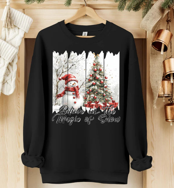 Believe In The Magic Of Snow Gildan Unisex Heavy Blend™ Crewneck Sweatshirt Black