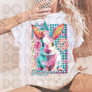 Bright Retro Bunny Gildan Softstyle® T-Shirt White