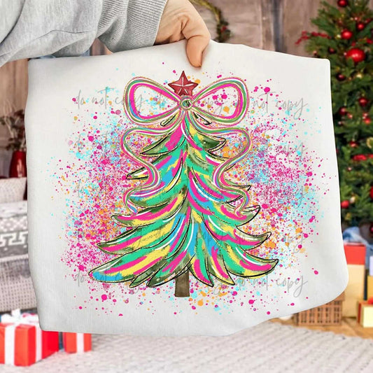 Bright Splatter Christmas Tree Comfort Colors Adult Heavyweight T-Shirt White