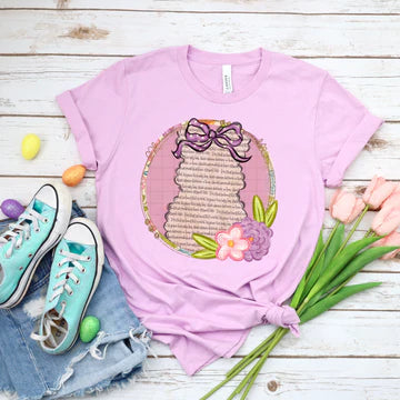 Bunny Circle Frame Floral Bella + Canvas Unisex Jersey T-Shirt Lilac