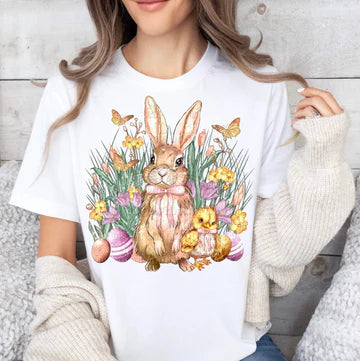 Bunny and Chic Pink Bow Gildan Softstyle® T-Shirt White