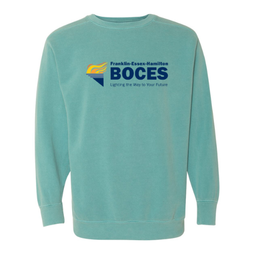 Comfort Colors Unisex Garment-Dyed Crewneck Sweatshirt Seafoam Torch and Tagline